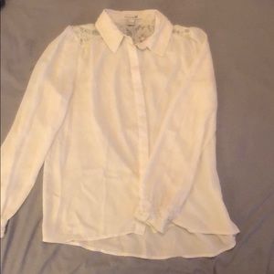 White Lace Button Down Blouse